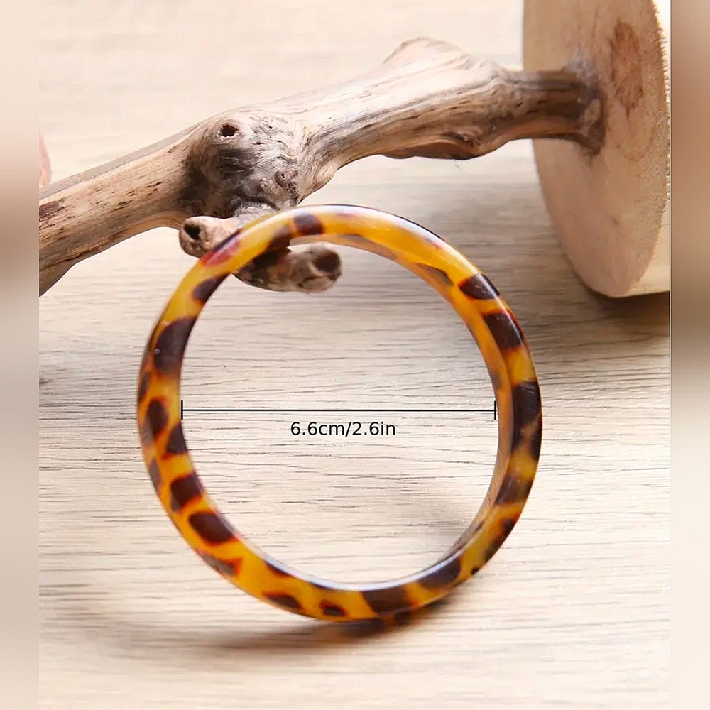 Faux Tortoise Shell Acrylic Bangle - Picture 2 of 5